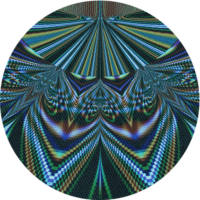 Square Patterned Deep-Sea Green Rug, pat193lblu