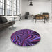 Round Patterned Dark Purple Rug in a Office, pat193pur