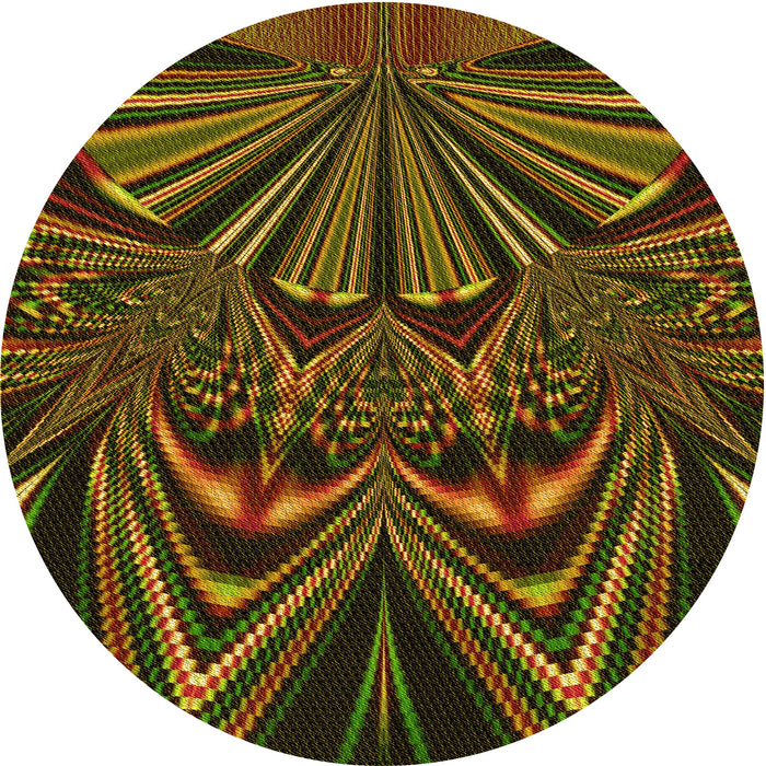 Square Patterned Dark Yellow Green Rug, pat193yw