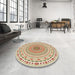 Round Patterned Golden Blonde Gold Rug in a Office, pat1930brn