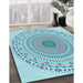 Patterned Koi Blue Rug in Family Room, pat1930lblu