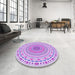 Round Patterned Blossom Pink Rug in a Office, pat1930pur