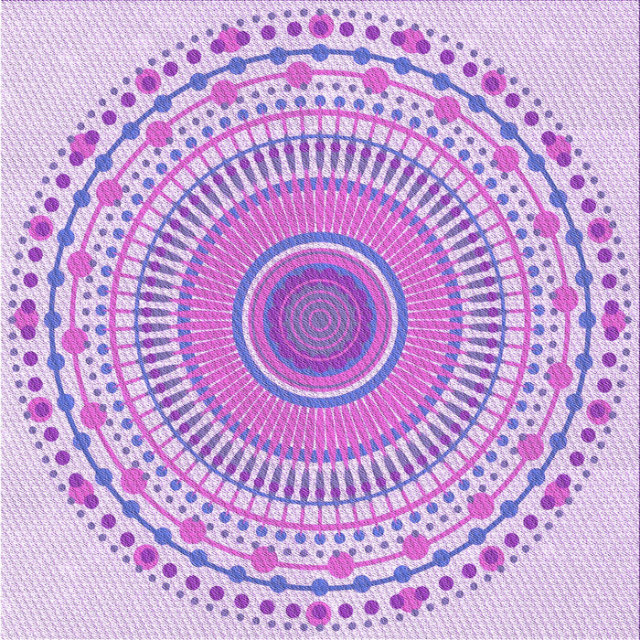 Round Machine Washable Transitional Blossom Pink Rug, wshpat1930pur