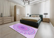 Patterned Blossom Pink Rug in a Bedroom, pat1930pur