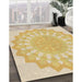 Patterned Yellow Rug in Family Room, pat1931brn