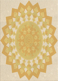 Machine Washable Transitional Yellow Rug, wshpat1931brn