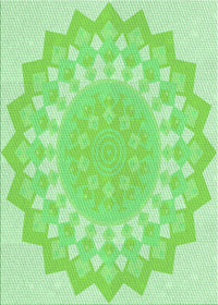 Machine Washable Transitional Green Rug, wshpat1931grn