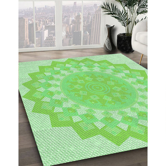 Patterned Green Rug in Family Room, pat1931grn