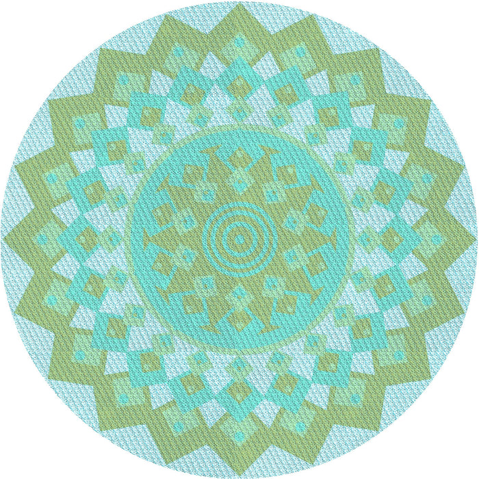 Square Patterned Aquamarine Green Rug, pat1931lblu