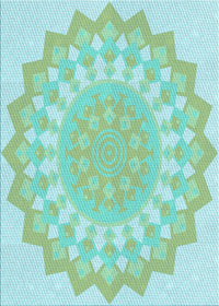 Machine Washable Transitional Aquamarine Green Rug, wshpat1931lblu