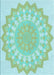 Machine Washable Transitional Aquamarine Green Rug, wshpat1931lblu