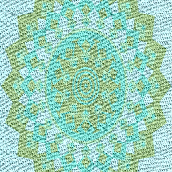 Patterned Aquamarine Green Rug, pat1931lblu