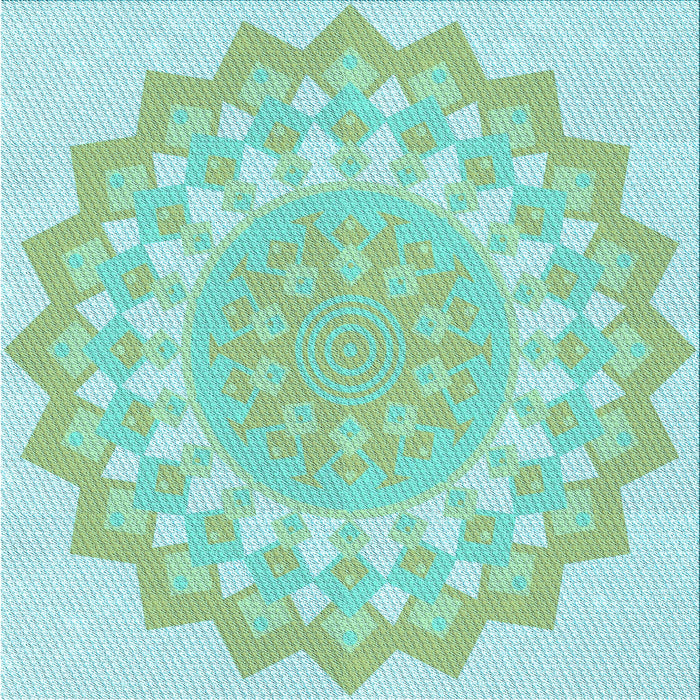 Round Machine Washable Transitional Aquamarine Green Rug, wshpat1931lblu