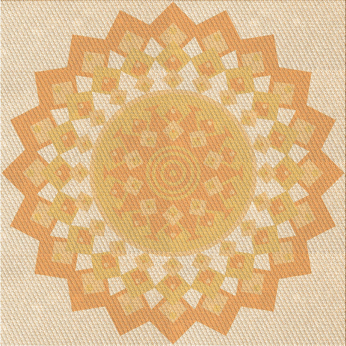 Round Patterned Orange Rug, pat1931org