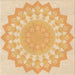 Round Patterned Orange Rug, pat1931org