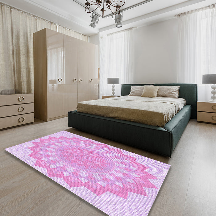 Patterned Violet Purple Rug in a Bedroom, pat1931pur