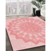 Patterned Pink Rug in Family Room, pat1931rd