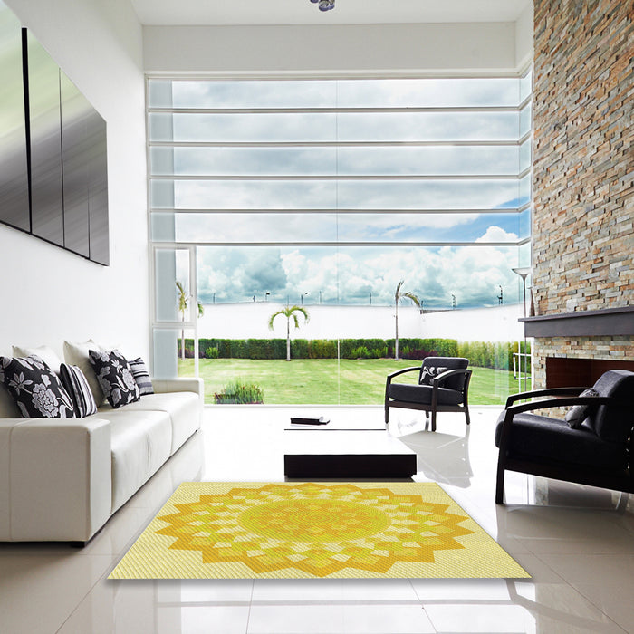 Square Patterned Yellow Rug in a Living Room, pat1931yw