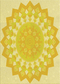 Machine Washable Transitional Yellow Rug, wshpat1931yw