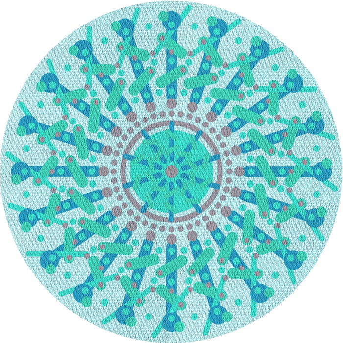 Square Machine Washable Transitional Blue Turquoise Green Rug in a Living Room, wshpat1932lblu