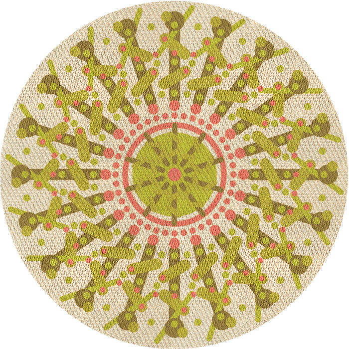 Square Patterned Khaki Gold Rug, pat1932org