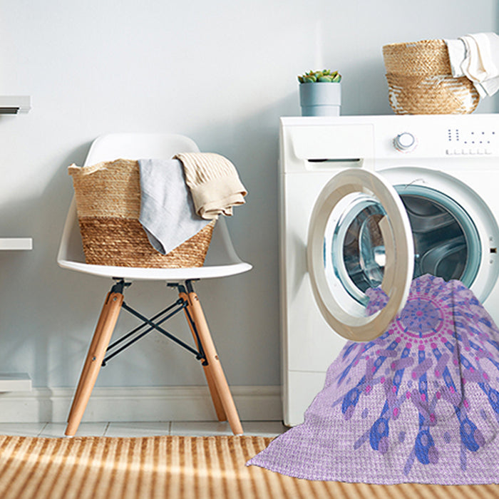 Machine Washable Transitional Purple Mimosa Purple Rug in a Washing Machine, wshpat1932pur