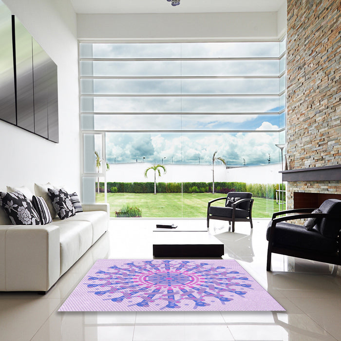 Machine Washable Transitional Purple Mimosa Purple Rug in a Kitchen, wshpat1932pur