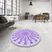 Round Patterned Purple Mimosa Purple Rug in a Office, pat1932pur