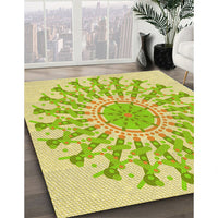 Patterned Tea Green Rug, pat1932yw