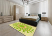 Patterned Tea Green Rug in a Bedroom, pat1932yw