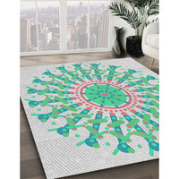 Patterned Mint Green Novelty Rug, pat1932