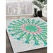 Machine Washable Transitional Magic Mint Green Rug in a Family Room, wshpat1932