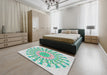 Machine Washable Transitional Magic Mint Green Rug in a Bedroom, wshpat1932