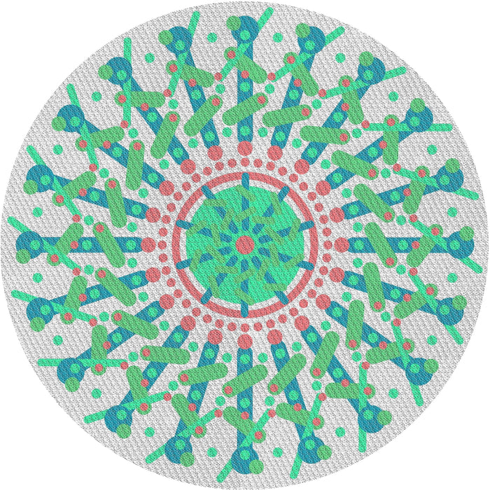 Square Machine Washable Transitional Magic Mint Green Rug, wshpat1932