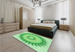 Round Machine Washable Transitional Jade Green Rug in a Office, wshpat1933grn