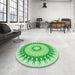 Round Patterned Jade Green Rug in a Office, pat1933grn