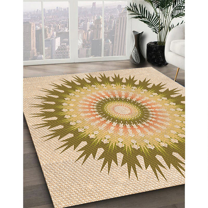 Patterned Khaki Gold Rug in Family Room, pat1933org