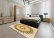 Round Machine Washable Transitional Khaki Gold Rug in a Office, wshpat1933org