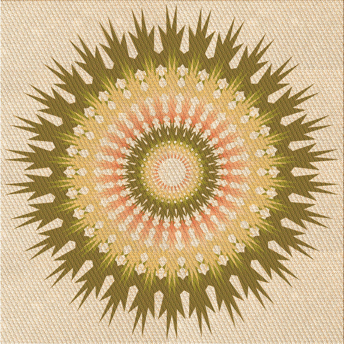 Round Patterned Khaki Gold Rug, pat1933org