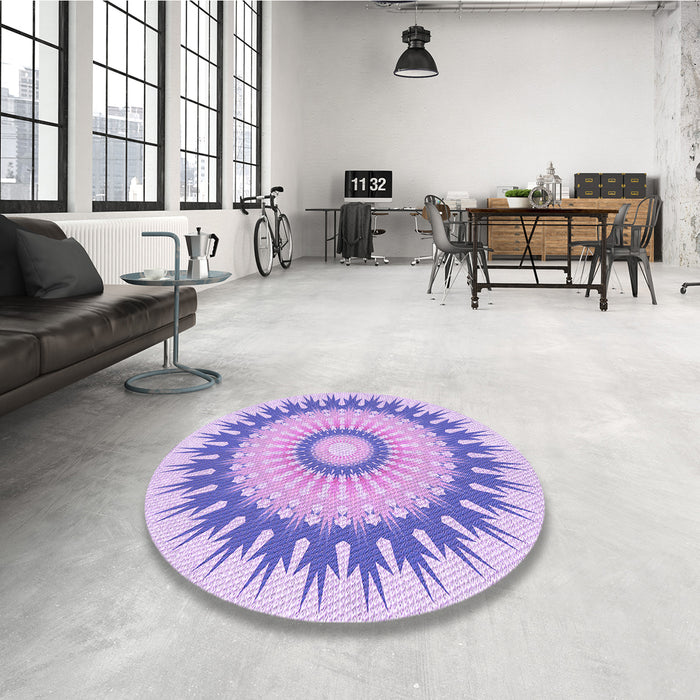 Round Patterned Blossom Pink Rug in a Office, pat1933pur