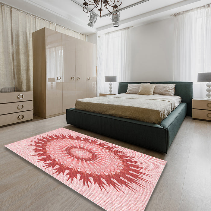 Patterned Pink Rug in a Bedroom, pat1933rd