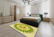 Round Machine Washable Transitional Pistachio Green Rug in a Office, wshpat1933yw