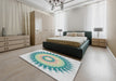 Machine Washable Transitional Grayish Turquoise Green Rug in a Bedroom, wshpat1933