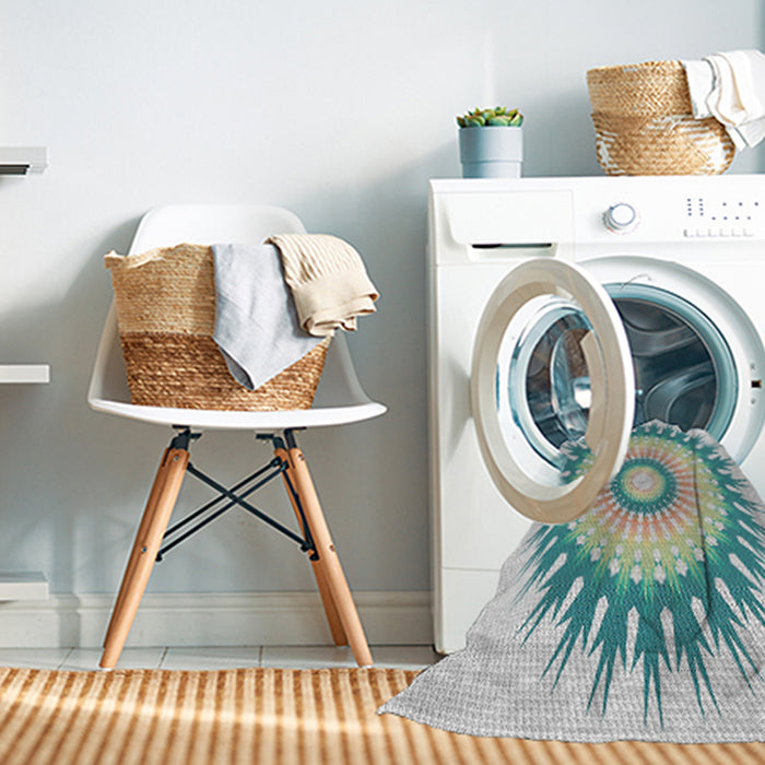 Machine Washable Transitional Grayish Turquoise Green Rug in a Washing Machine, wshpat1933