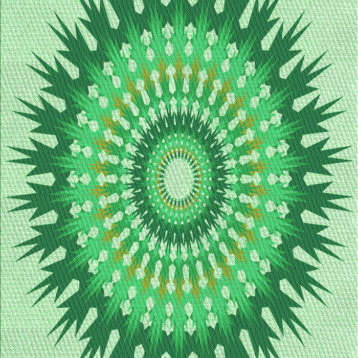 Machine Washable Transitional Green Rug, wshpat1934grn