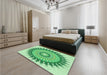 Round Machine Washable Transitional Green Rug in a Office, wshpat1934grn