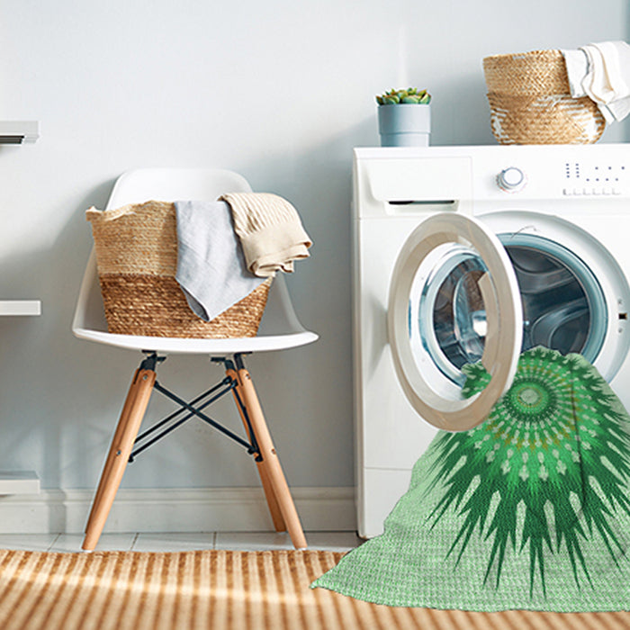 Machine Washable Transitional Green Rug in a Washing Machine, wshpat1934grn