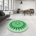 Round Patterned Green Rug in a Office, pat1934grn