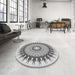 Round Patterned Silver Gray Rug in a Office, pat1934gry