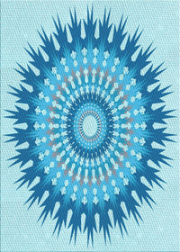 Machine Washable Transitional Blue Rug, wshpat1934lblu